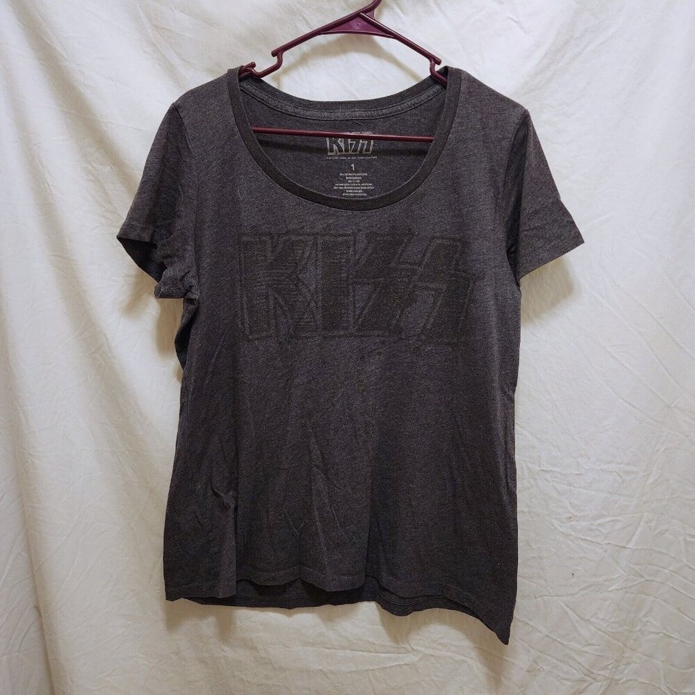 Hybrid Promotions KISS Band Logo Gray T-Shirtβ Womens Plus Size 1X Short Sleeve